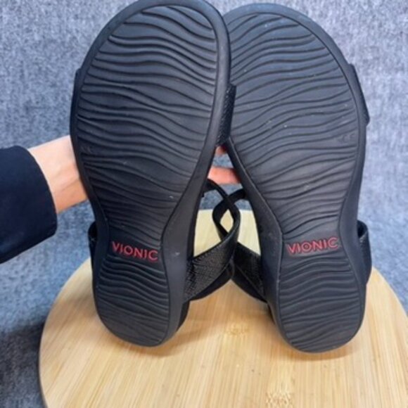 Vionic Farra Lizard Adjustable sandals metallic design black size 10 Orthotic - Picture 7 of 8